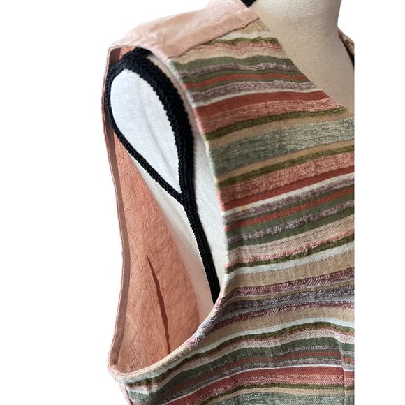 Coldwater Creek Pastel Striped Shell Button-Up Vest Multicolor Tapestry Fabric - Picture 3 of 7